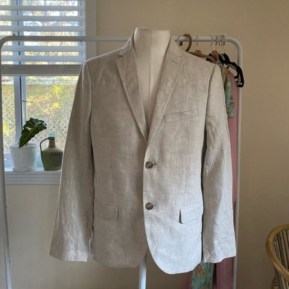 H&M Slim Fit Linen Blazer Light Beige 42R - Picture 1 of 8